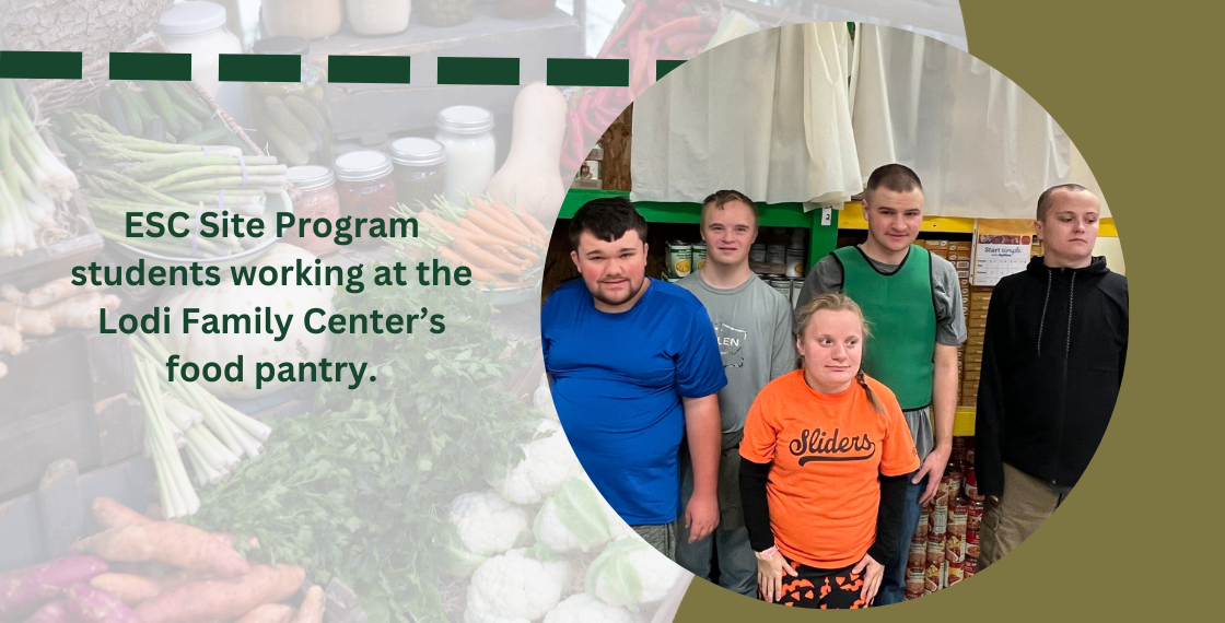 ESC SITE Program students working at the Lodi Family Center’s food pantry.